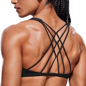 CRZ yoga sz L criss cross sports bra strappy back wireless gym cami workout
